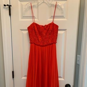 Cynthia Steffe Coral dress w/ lace overlay
